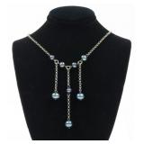 Sterling silver 16" blue freshwater pearl necklace