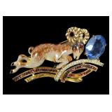 Coro Craft sterling silver gold wash hand painted