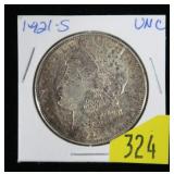 1921-D Morgan dollar, Unc.