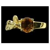 Sterling silver gold wash oval cut citrine ring