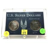 x2- Silver dollars: Morgan and Peace -x2 dollars