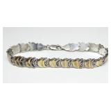 Sterling and gold wash 7" 2-tone bracelet
