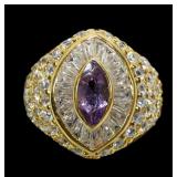 Sterling silver gold wash marquise cut bezel set