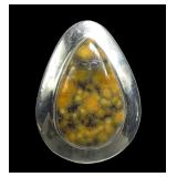 Sterling silver bezel set large pear shape agate