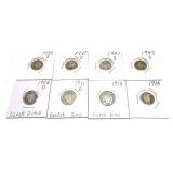 x8- Barber dimes, mixed dates- x8 dimes Sold by
