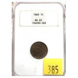 1860 Indian Head cent NGC slab certified MS-63