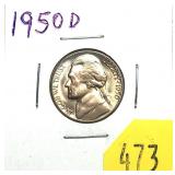 1950-D Jefferson nickel, BU