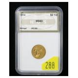 1914 $2.50 Gold Indian Quarter Eagle NGS slab