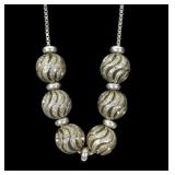 Sterling silver 16" box chain bead necklace