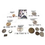 Lot, coins, card, ring, misc., 14 pcs.