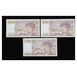 Lot, French notes, 3 pcs.