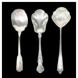 Lot, 3 Sterling shell spoons, 2.250 T. oz. t.w,