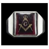 Sterling silver Masonic ring, size 11