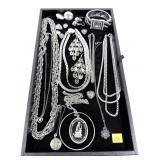 Lot, fashion jewelry, including antique sterling