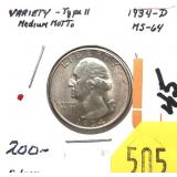 1934-D Washington quarter, Unc.