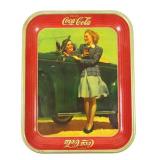 Coca Cola Tray, 2 Girls at a car 1942, marked