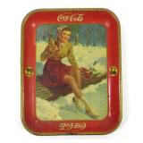 Coca Cola Tray 1941, Girl on a Log w/ Ice Skates