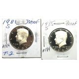 x2- Proof Kennedy half dollars: 1981-S, 1985-S -x2