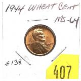 1944 Lincoln cent, Unc
