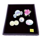Lot, Staffordshire and hand painted floral jewelry