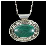Taxco Mexican sterling silver bezel set malachite