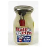Half Pint Coin Bank, Glass, 4 1/2 " high, Bower