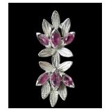 Sterling silkver marquise cut ruby floral pendant