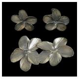 Vintage sterling silver flowers pin, approx. 2"L.,