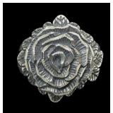 Sterling silver carved flower split shank ring,