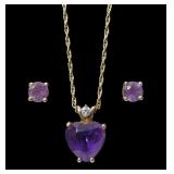 14K Yellow gold basket set heart shape amethyst
