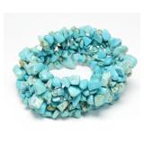 Flexible tive-strand turquoise bead bracelet