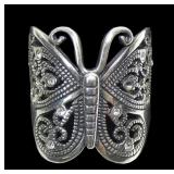 Sterling silver butterfly ring with crystal
