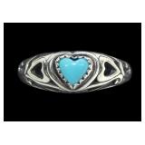 Sterling silver dentil set heart shape turquoise