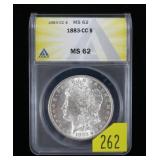 1883-CC Morgan dollar ANACS slab certified MS-62