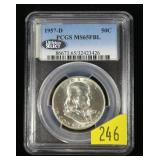 1957-D Franklin half dollar PCGS slab certified