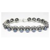 Sterling silver 7.5" black pearl bracelet