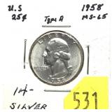 1958 Washington quarter, Unc.