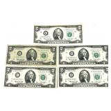 x5- $2 Federal Reserve notes series of 1976 -x5