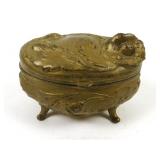 Art Nouveau Cast Metal Jewelry Casket marked