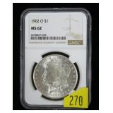 1902-O Morgan dollar NGC slab certified MS-62