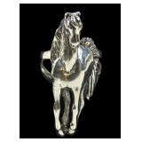 Sterling silver figural horse ring, size 6