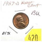 1957-D Lincoln cent, Unc.