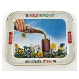 Coca Cola Tray w/ bottle pouring in glass