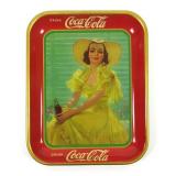Coca Cola Tray 1938 Girl in afternoon w/ bottle,