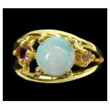 Sterling silver gold wash prong set opal split