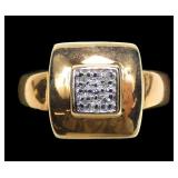 Sterling silver gold wash ring with 4 diamond