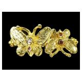 Sterling silver gold wash double butterfly ring