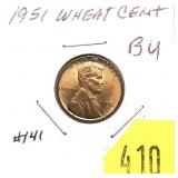 1951 Lincoln cent, Unc