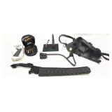 Lot: Assorted slings, bullet pen desk holder,