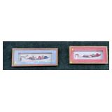 Lot: 2 Framed Painted Feathers, Frame Size 8' x